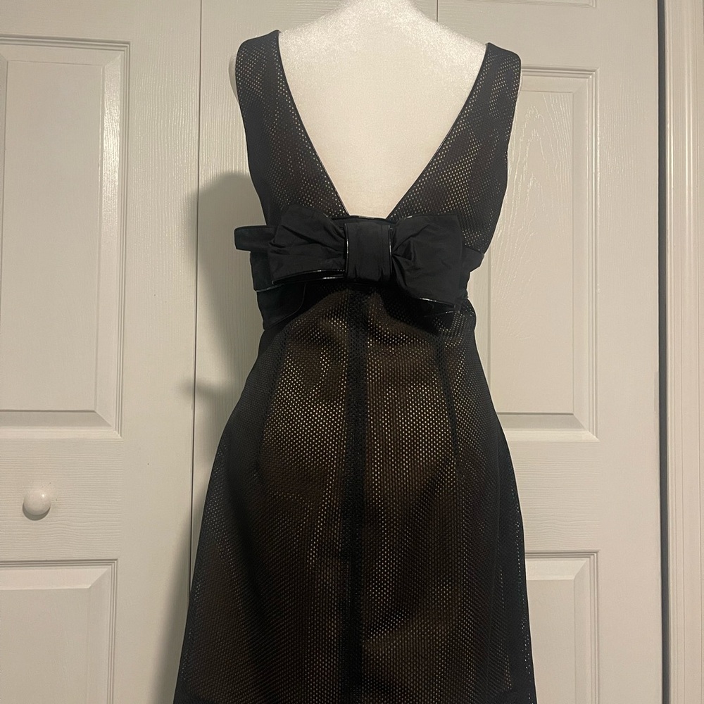 RED Valentino Black Sleeveless Mesh Cocktail Dress
